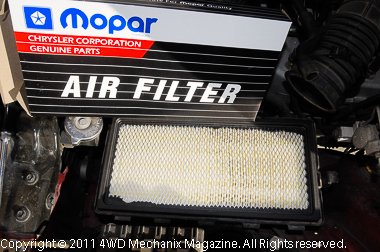 New Mopar air filter installed in the air box