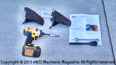 Tools and parts necessary for the mirror bracket installation