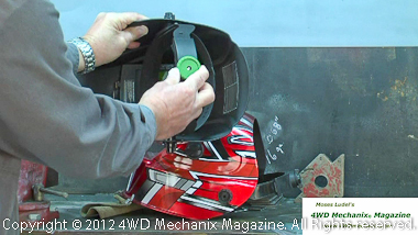 Gear ratching headgear adjustment for Striker Stealth welding helmet